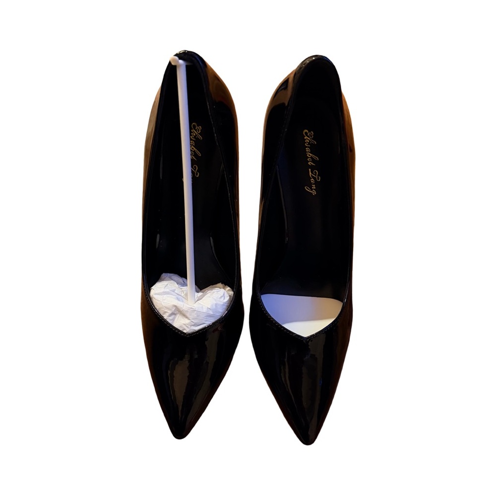 Elisabet Tang Black Patent Leather Stiletto High Heel Pumps-size 7-NWT - Picture 8 of 9
